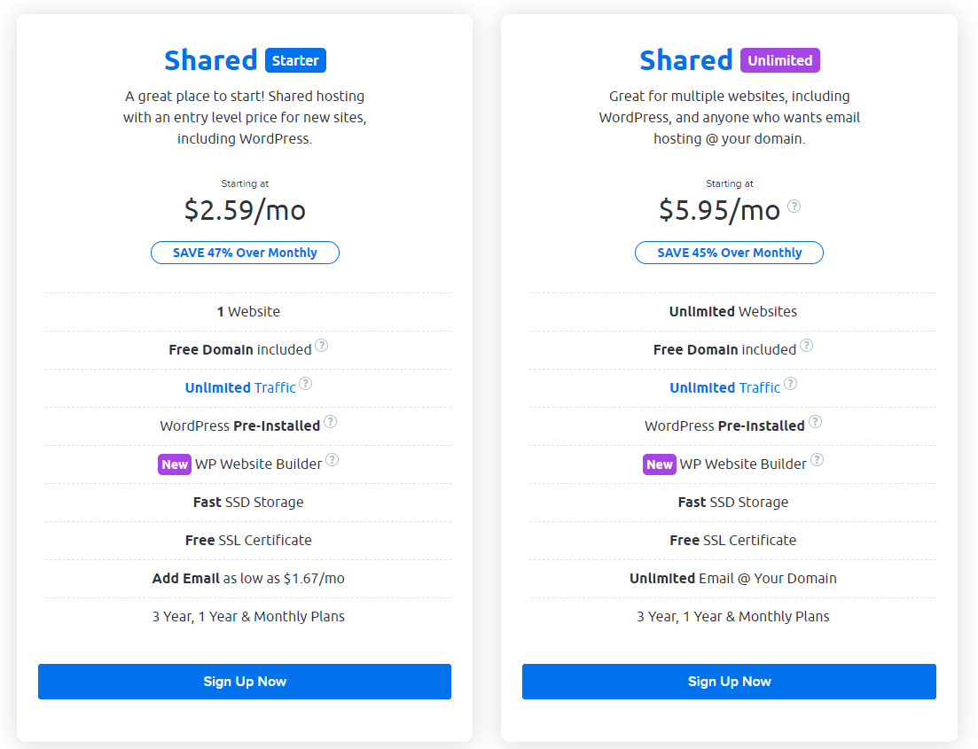 Dreamhost Shared Hosting Plans