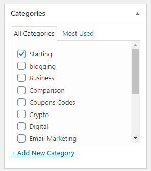 WordPress blog categories