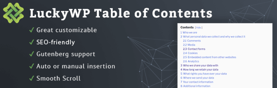 luckywp table of contents